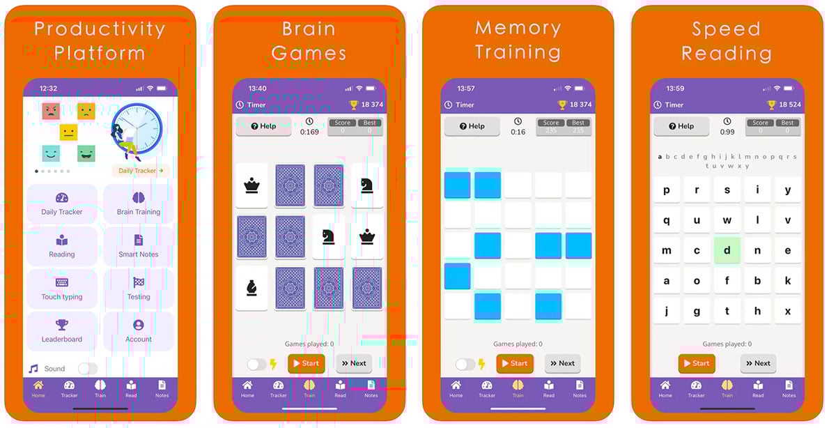 Readlax: Brain Productivity. Memory Games. Speed Reading